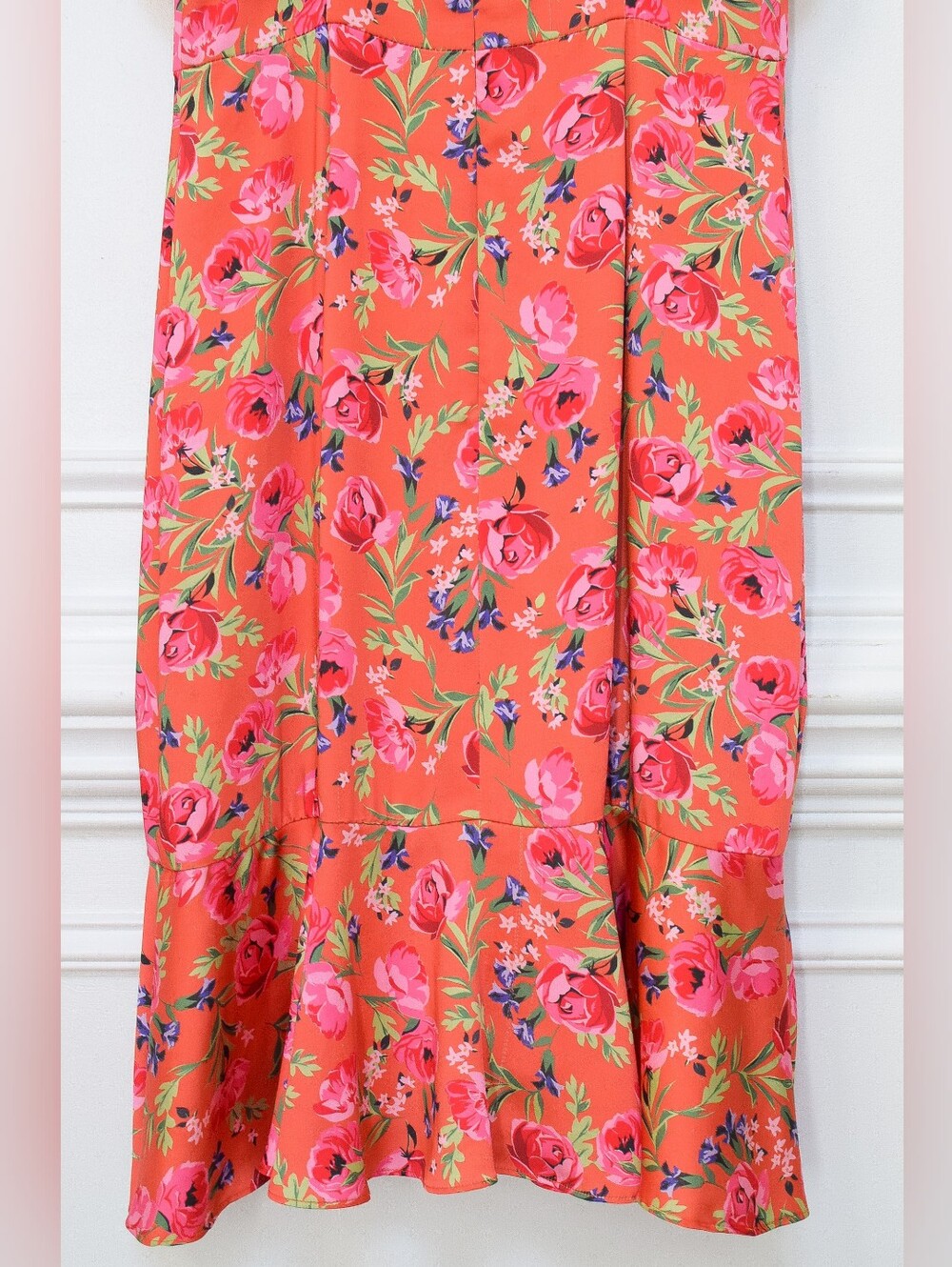 Anthropologie Keepsake Floral Midi Dress Pink Coral Sz M Cocktail Boho Romantic - Picture 9 of 14